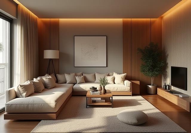 Gerçekçi 3D render ile modern bir iç mekan tasarımı