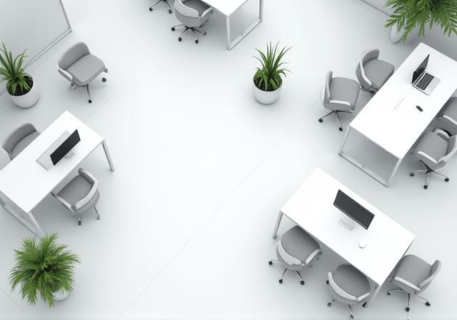Modern bir ofiste verimli mekan düzeni ve oturma alanı