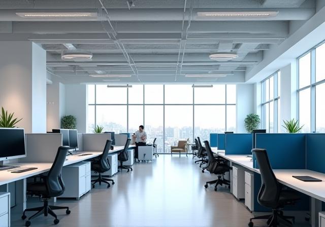 Profesyonel ve modern bir ticari ofis iç tasarımı